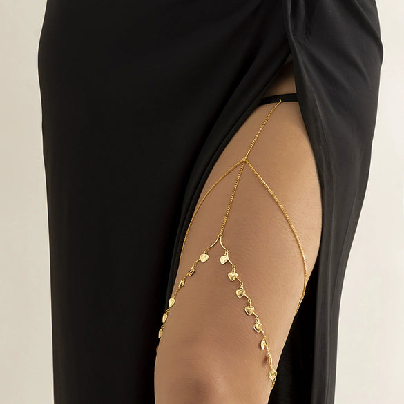 Wholesale Alloy Women's Simple Geometric Star Rhinestone Tassel Leg Ring Body Chain Thigh Chain
