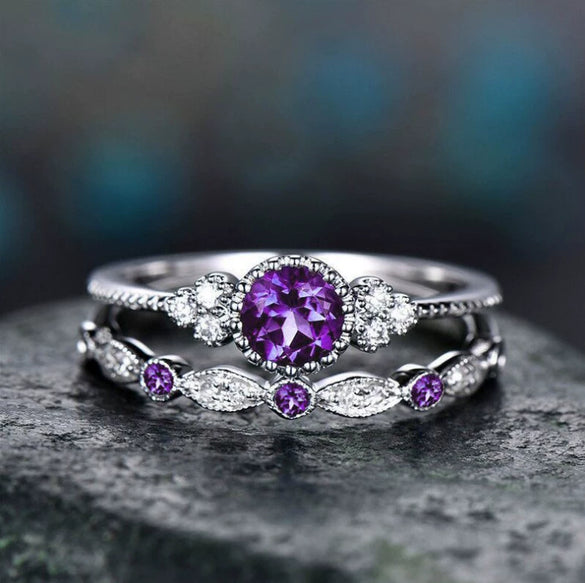 Wholesale Alloy Zircon Micropaved Emerald Women's Twopiece Ring Jewelry Set With Diamond Treatment And Natural Style