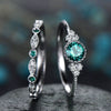Wholesale Alloy Zircon Micropaved Emerald Women's Twopiece Ring Jewelry Set With Diamond Treatment And Natural Style