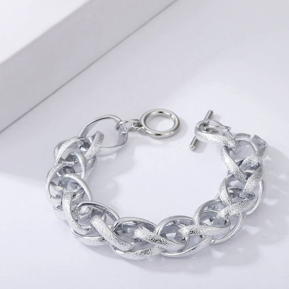 Wholesale Aluminum Geometric Multi Layer Hollow Hip Hop Mixed Color Twist Thick Chain Bracelet