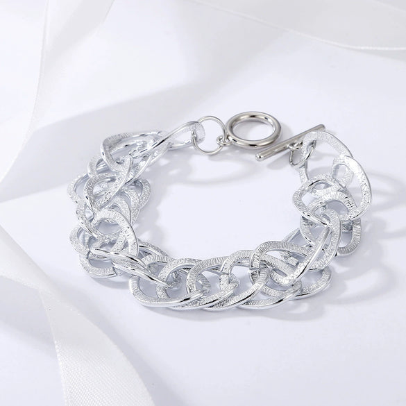 Wholesale Aluminum Geometric Multi Layer Hollow Hip Hop Mixed Color Twist Thick Chain Bracelet