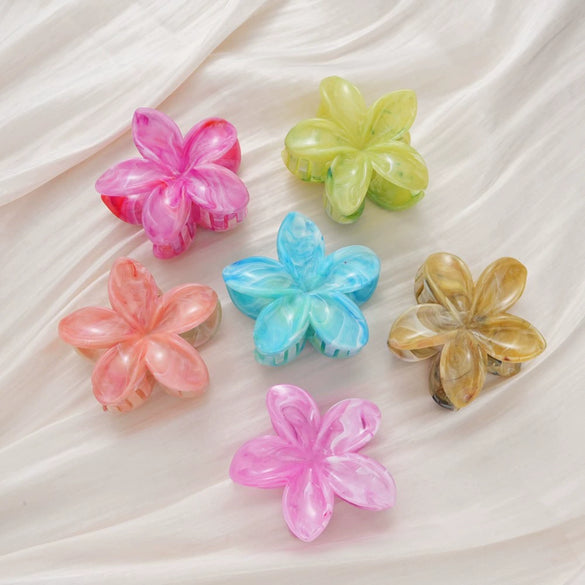 Wholesale Amber Frangipani Head Plate Clip Set Retro Style Injection Molding For Women