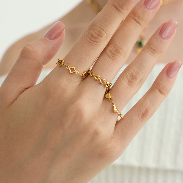 Wholesale Ancient Retro Style Electroplated Geometric Heart Stainless Steel Ring For Women