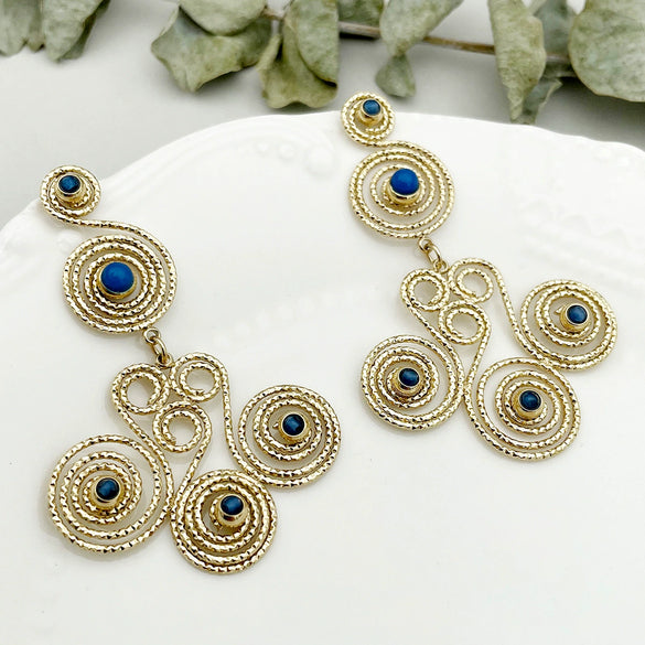 Wholesale Ancient Style Stainless Steel Geometric Pattern Electroplated Women's Earrings