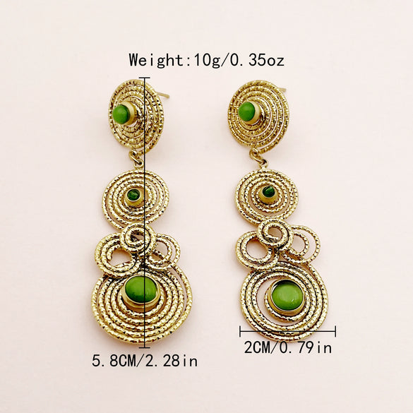 Wholesale Ancient Style Stainless Steel Geometric Pattern Electroplated Women's Earrings