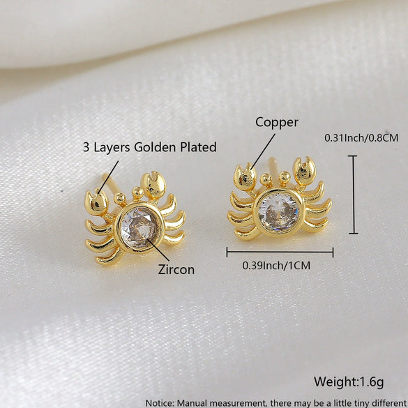 Wholesale Animal Pattern Copper Real Gold Plated Earrings For Women