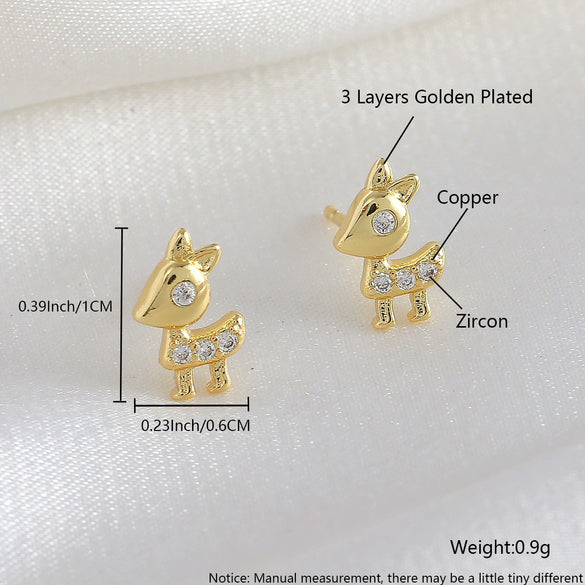 Wholesale Animal Pattern Copper Real Gold Plated Earrings For Women