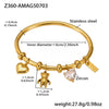 Wholesale Animal Series Heart Diamond Bear Pendant Stainless Steel Electroplated Bracelet For Women