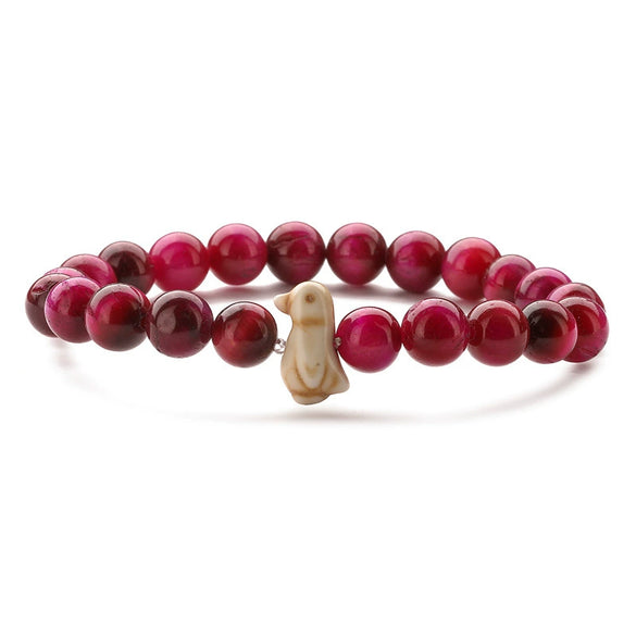 Wholesale Animal Tiger Eye Elastic Handmade Agate Beads Bracelet With Mixed Color And Zodiac Pattern