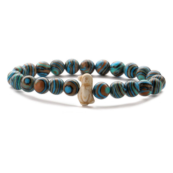 Wholesale Animal Tiger Eye Elastic Handmade Agate Beads Bracelet With Mixed Color And Zodiac Pattern