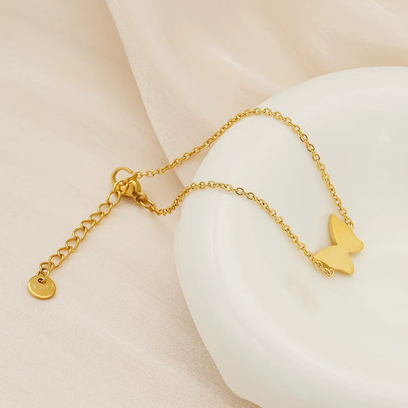 Wholesale Animals Style 316L Stainless Steel Goldplated Butterfly Bracelet For Women