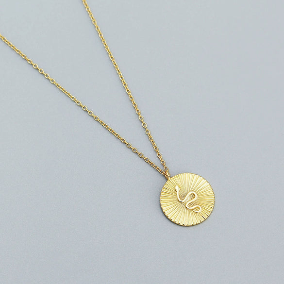 Wholesale Animals Zodiac Round Snake Clavicle Necklace S925 Silver Electroplating