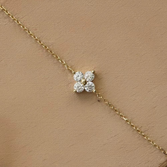 Wholesale Anklet Goldplated Artificial Gemstones Semiprecious Stones Fourleaf Clover Flowers Style