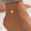 Wholesale Anklet Goldplated Artificial Gemstones Semiprecious Stones Fourleaf Clover Flowers Style