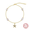 Wholesale Anklet S925 Sterling Silver Freshwater Pearl Fivepointed Star Pendant Women's Bohemian Style