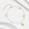 Wholesale Anklet S925 Sterling Silver Freshwater Pearl Fivepointed Star Pendant Women's Bohemian Style