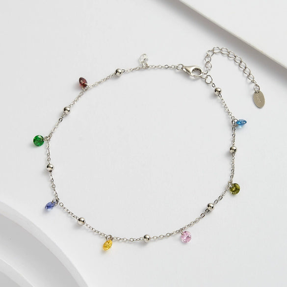 Wholesale Anklet S925 Sterling Silver Geometric Zircon Pendant Jewelry