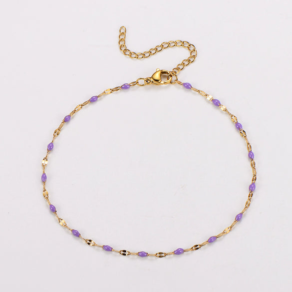 Wholesale Anklet Stainless Steel Geometric Ushaped Electroplated Lip Chain For Women