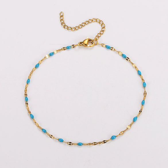 Wholesale Anklet Stainless Steel Geometric Ushaped Electroplated Lip Chain For Women