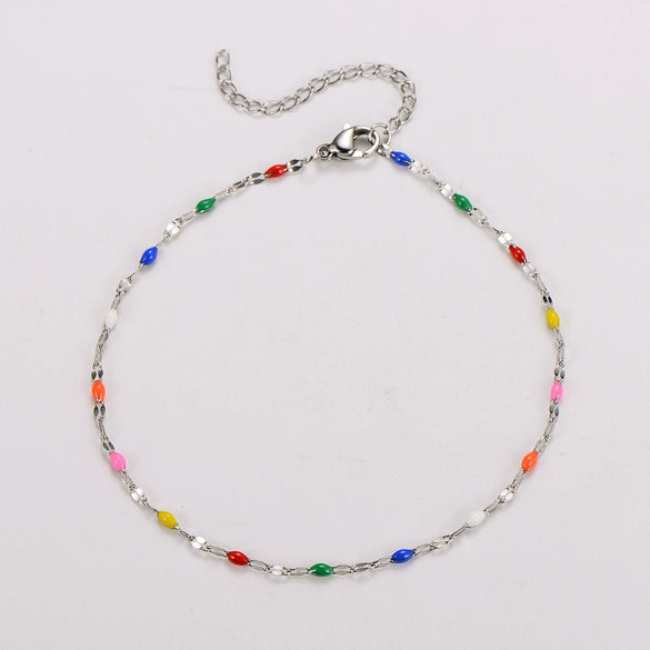 Wholesale Anklet Stainless Steel Geometric Ushaped Electroplated Lip Chain For Women