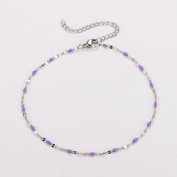 Wholesale Anklet Stainless Steel Geometric Ushaped Electroplated Lip Chain For Women