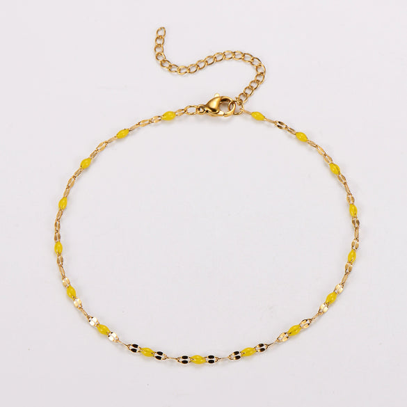 Wholesale Anklet Stainless Steel Geometric Ushaped Electroplated Lip Chain For Women