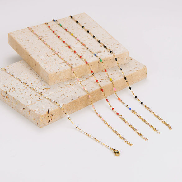 Wholesale Anklet Stainless Steel Geometric Ushaped Electroplated Lip Chain For Women