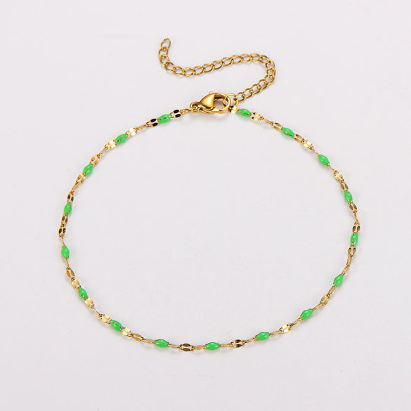 Wholesale Anklet Stainless Steel Geometric Ushaped Electroplated Lip Chain For Women