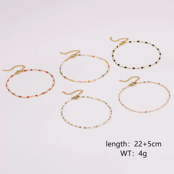 Wholesale Anklet Stainless Steel Geometric Ushaped Electroplated Lip Chain For Women