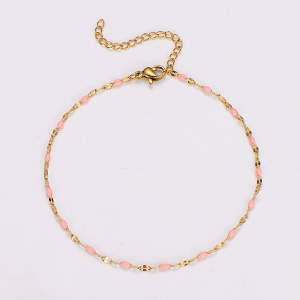 Wholesale Anklet Stainless Steel Geometric Ushaped Electroplated Lip Chain For Women