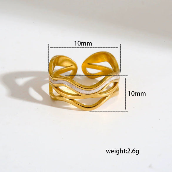 Wholesale Antiallergic Fairy Style Heart Shape Geometric Titanium Steel Electroplated Ring Set For Men And Women