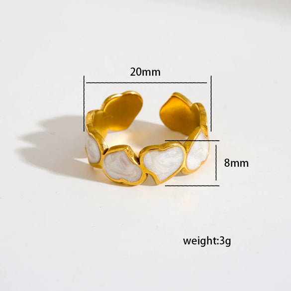 Wholesale Antiallergic Fairy Style Heart Shape Geometric Titanium Steel Electroplated Ring Set For Men And Women