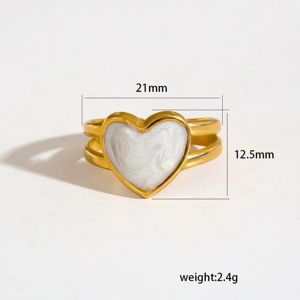 Wholesale Antiallergic Fairy Style Heart Shape Geometric Titanium Steel Electroplated Ring Set For Men And Women