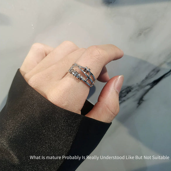 Wholesale Anxiety Ring Rotating Creative Threering Smart Finger Ring Copper Geometric Minimalist Electroplating Women's Jewelry
