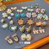 Wholesale Artificial Crystal Flower Heart Earrings Baroque Style Electroplated Girly