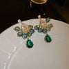 Wholesale Artificial Crystal Flower Heart Earrings Baroque Style Electroplated Girly