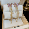 Wholesale Artificial Crystal Flower Heart Earrings Baroque Style Electroplated Girly