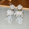 Wholesale Artificial Crystal Flower Tassel Earrings With Set Crystal Sweet Elegant High End Women's Earrings