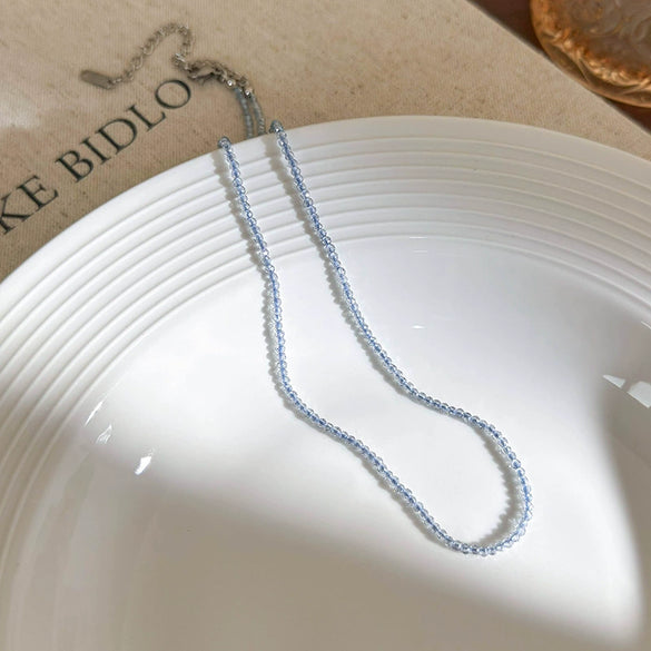 Wholesale Artificial Crystal Geometry Style Polishing Ball Chain Clavicle Necklace
