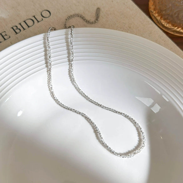 Wholesale Artificial Crystal Geometry Style Polishing Ball Chain Clavicle Necklace