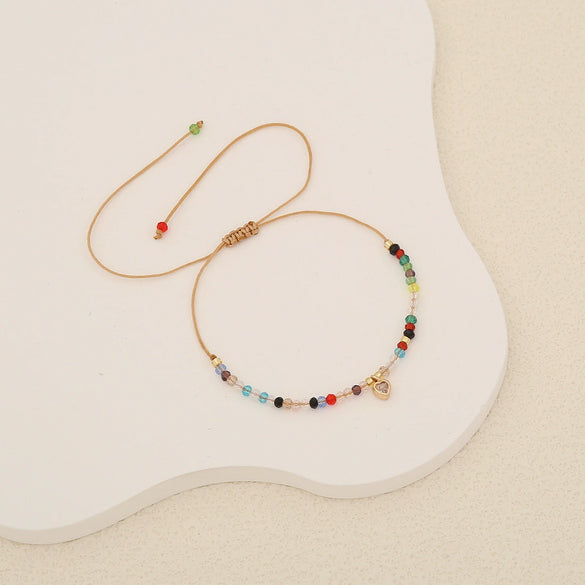 Wholesale Artificial Crystal Heart Shape Braided Bracelet For Women Original Design Jewelry