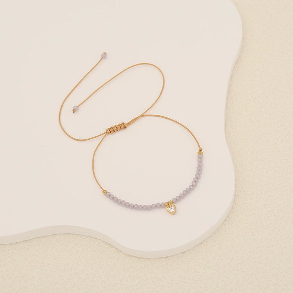 Wholesale Artificial Crystal Heart Shape Braided Bracelet For Women Original Design Jewelry