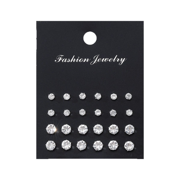 Wholesale Artificial Crystal Heartshaped Inlaid Crystal Zircon Earrings Set For Women