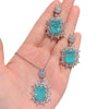 Wholesale Artificial Jewelry Copper Mixed Gem Inlay Geometric Exaggerated Style Pendant Necklace Earrings Set For Women