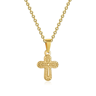 Wholesale Artistic Cross Stainless Steel 18k Gold Plated Pendant Necklace