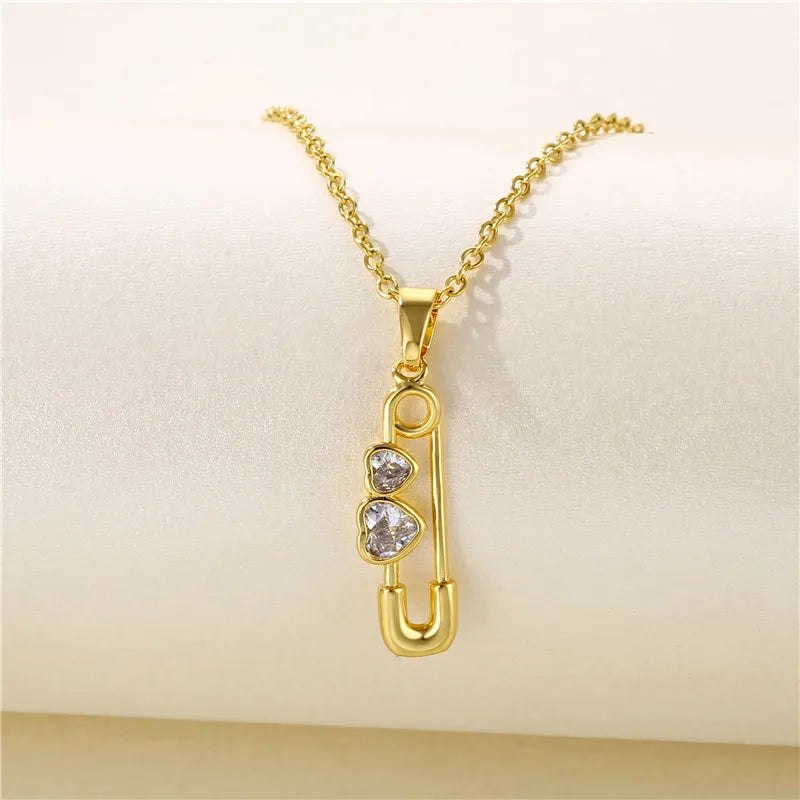 Stainless Steel Titanium Steel 18K Gold Plated Artistic Plating Inlay Geometric Circle Flower Zircon Pendant Necklace