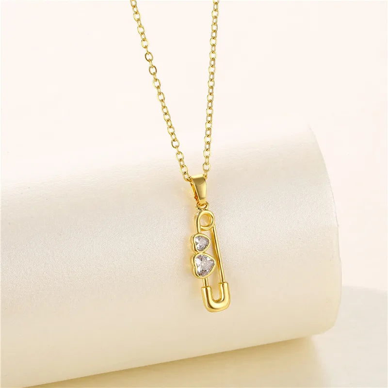 Stainless Steel Titanium Steel 18K Gold Plated Artistic Plating Inlay Geometric Circle Flower Zircon Pendant Necklace