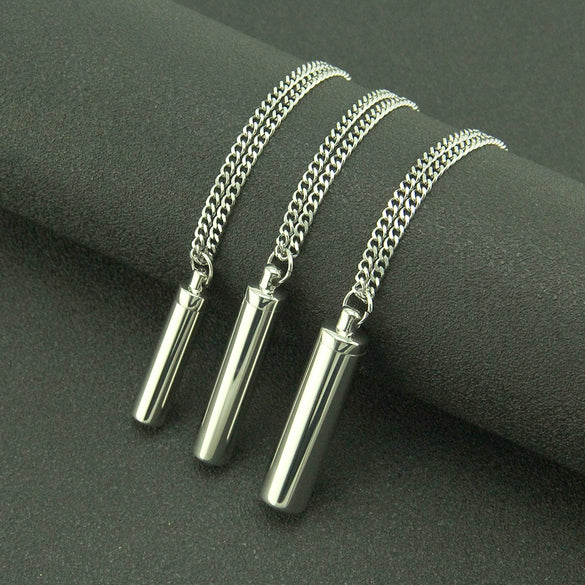 Wholesale Ashes Perfume Pendant Necklace Titanium Steel Geometric Cuban Chain Style For Men And Women