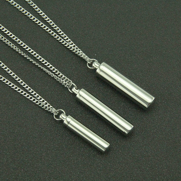 Wholesale Ashes Perfume Pendant Necklace Titanium Steel Geometric Cuban Chain Style For Men And Women