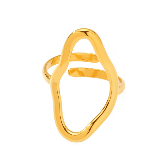 Wholesale Asymmetrical Line Open Index Finger Ring Geometric Stainless Steel With 18K Gold Electroplating For Women